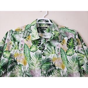 RARE INDOCHINO Kenwick Tailored Mens L Shirt Size Hawiian Palm Leave Tropical
